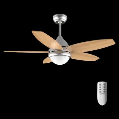 Ventilateur de plafond - Cecotec EnergySilence Aero 495, Luz LED, Télécommande , Minuterie, 3 vitesses y 5 aspas reversibles, Marrón