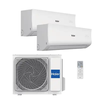 Climatiseur Split 2x1 - HAIER Tide-R, 2752 fg/h, Fonction Inverter, Blanc