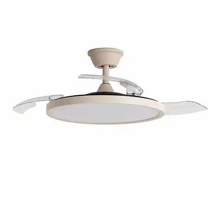 Ventilateur de plafond avec éclairage - LEDKIA Kleon, 15 W, 6 vitesses, Aspas retráctiles, Beige
