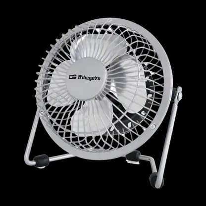 Ventilateur de table - Orbegozo PW 1025, 8 W, Carga USB, Aspas de 10 cm, Gris