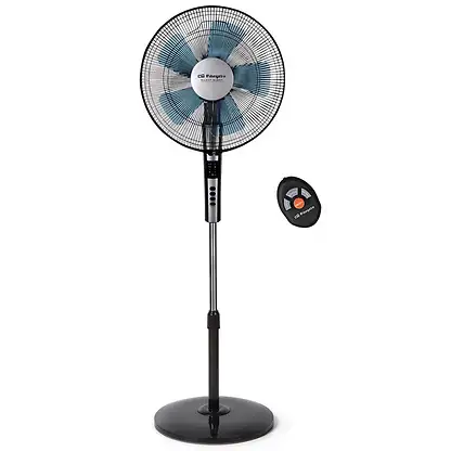 Ventilateur sur pied - Orbegozo SF 0640, 65 W, 4 intensidades, Silencieux, Minuterie, Noir