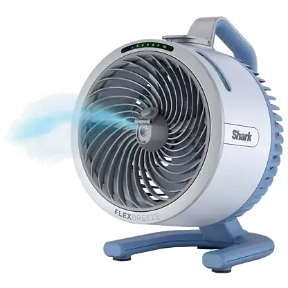 Ventilateur brumisateur - Shark FlexBreeze HydroGo, 36 W, 5 vitesses, Réservoir d'eau de 150 ml, 12h autonomía, IPX5, Bleu