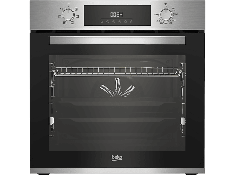 Four - Beko BBIE123001XD, Multifonction, Nettoyage Hidrólitica, 72l, 59.4 cm, Tecnología Aeroperfect, Pantalla LED, Inox