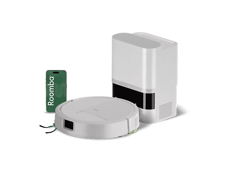 Robot laveur de sols - IRobot Roomba® 115 Combo base AutoEmpty™, 15 kPa, 250min, 63dB(A), Recharge et reprise automatiques, ClearView™ LiDAR, Blanc