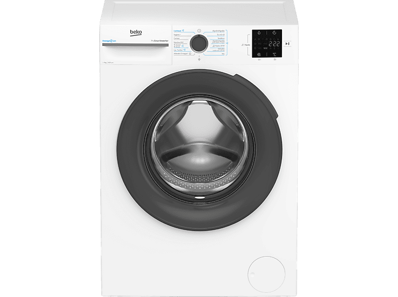 Lave-linge hublot - Beko VBM3WFT39413WA, 9 kg, 1400 rpm, 15 programmes, Energy Spin, Steam Cure, Motor ProSmart Inverter, Blanc