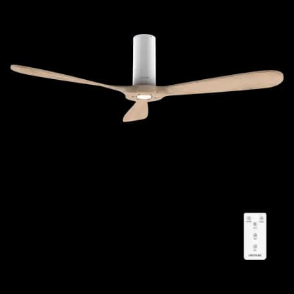 Ventilateur de plafond - Cecotec EnergySilence 5400 Classic, Motor DC 40 W, Mando, 6 vitesses, Minuterie 8h, 3 aspas, Blanc y madera clara
