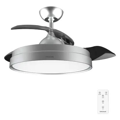 Ventilateur de plafond avec éclairage - Cecotec EnergySilence Aero 4280 Invisible Steel, 40 W, 6 vitesses, 42", Minuterie 8h, Éclairage LED, Grey