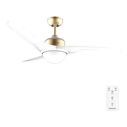 Reconditionné (très bon état) Ventilateur de plafond - Cecotec EnergySilence Aero 560 GoldWhite, Motor 60 W, Télécommande, 3 vitesses