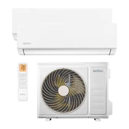 Climatiseur Split 2x1 - DAITSU 3NDA02161 FM 2X1 DSM-912KDT-Z UE14, 2270 fg/h, Fonction Inverter, Blanc