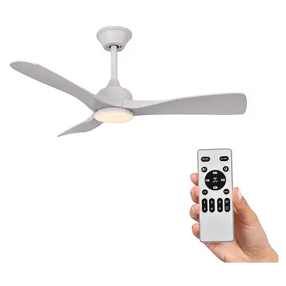 Ventilateur de plafond avec éclairage LED - HOLA LED LED RXFL025, Luz LED Regulable 30W, 3000K-6000K, Blanc, 52inch, 6 niveles de velocidad vitesses, Blanc
