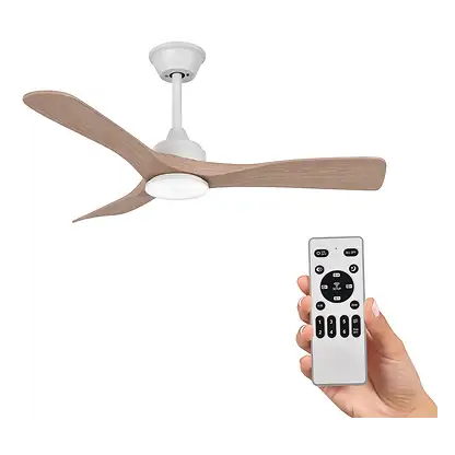 Ventilateur de plafond avec éclairage LED - HOLA LED LED RXFL026, Luz LED Regulable 30W, 3000K-6000K, color madera clara, 42inch, 6 niveles de velocidad vitesses, color madera