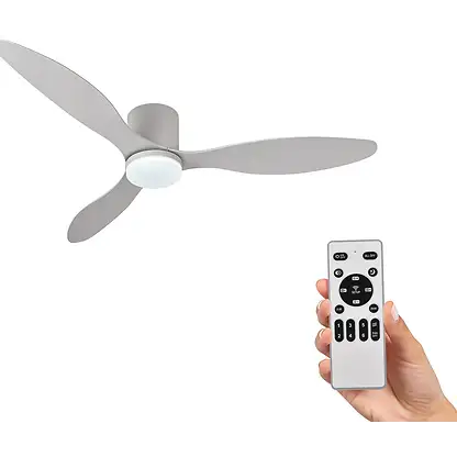 Ventilateur de plafond avec éclairage LED - HOLA LED LED RXFL8013, Luz LED Regulable 30W, 3000K-6000K, Blanc, 52inch, 30 W, 6 speed levels vitesses, Blanc