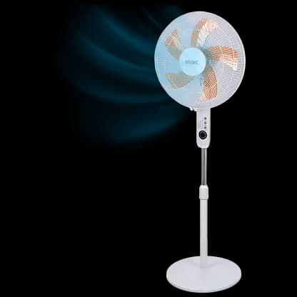 Ventilateur sur pied - Koenic KSF 405026 ES RC Stand fan, 60 W, Télécommande, 3 vitesses, 3 modes, Oscilación, Minuterie hasta 7, 5 h, Blanc