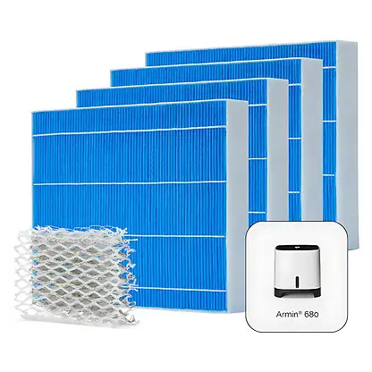 Filtre pour humidificateur - Lot 4x Tampons Silvertex para humidificateur Armin 680ml MEACO, Celeste