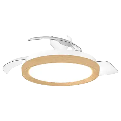 Ventilateur de plafond avec éclairage - Philips Bliss (2026), 28W, 6 vitesses, Aspas retráctiles, 106cm, 4500 lúm regulables, Télécommande, Blanc/Madera